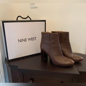 Nine West Why Not Cognac Leather Ankle Boot with original box